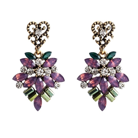 Any 2/$20! Vintage Look Lilac Flower Drop Stud Earrings - Picture 3 of 8